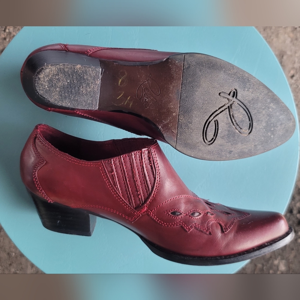 SOLD Reba Red Ankle Booties Cowboy boots - Picture 3 of 7